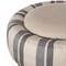 Modern Striped Round Fabric Ottoman with Inner Storage , White and Blue